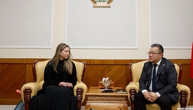 Chair of the Standing Committee on Innovation and E-Policy J. Zoljargal meets UNDP AI Policy Analyst Maria Paula Mujica Camirez