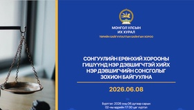 Сонгуулийн ерөнхий хорооны гишүүнд нэр дэвшигчийн сонсголыг 2026 оны 06 дугаар сарын 08-ны өдөр зохион байгуулна