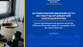 Шүүхийн ерөнхий зөвлөлийн шүүгч бус гишүүнд нэр дэвших тухай хүсэлт хүлээн авч эхэллээ