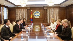 Chairman of the State Great Hural meets newly appointed Ambassadors of the Kingdom of Sweden and the Republic of Finland to Mongolia