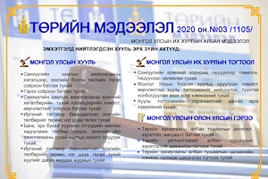 “Төрийн мэдээлэл” эмхэтгэлийн 2020 оны 03 дугаарын тойм