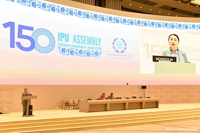 At the 150th Assembly of the Inter-Parliamentary Union (IPU), Deputy Chairwoman of the State Great Hural (Parliament) Kh. Bulgantuya presented a report
