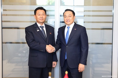 Chairman of the State Great Hural of Mongolia, Mr. Amarbayasgalan Dashzegve, met with Mr. Pak In Chol, President of the DPRK Supreme People's Assembly