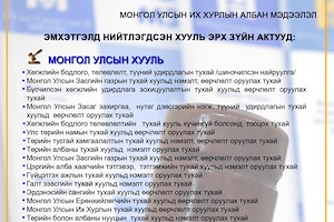  “Төрийн мэдээлэл” эмхэтгэлийн 2020 оны 21 дугаарын тойм