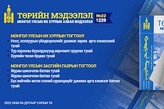 “Төрийн мэдээлэл” эмхэтгэлийн 2022 оны 22 дугаарын тойм