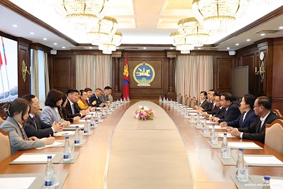The Chairman of the State Great Hural S.Byambatsogt Receives Delegation from the State Audit Organization of the Lao People's Democratic Republic