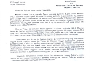 Монгол Улсын Засгийн газрын гишүүн, Байгаль орчин, ногоон хөгжил, аялал жуулчлалын сайдад нэр дэвшигчийн талаар Байгаль орчин, хүнс, хөдөө аж ахуйн байнгын хорооноос гарсан санал, дүгнэлт
