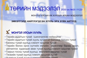 “Төрийн мэдээлэл” эмхэтгэлийн 2020 оны 20 дугаарын тойм