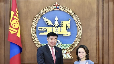 Chairman of the State Great Hural S. Byambatsogt Meets with H.E. Ms. Shen Minjuan, Ambassador of the People's Republic of China to Mongolia
